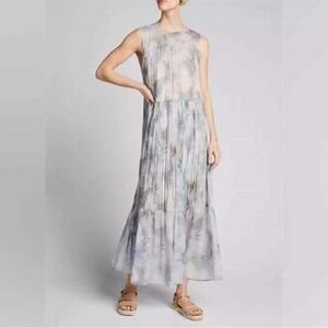 Vince Silk Fern Shirred Maxi Dress sz S